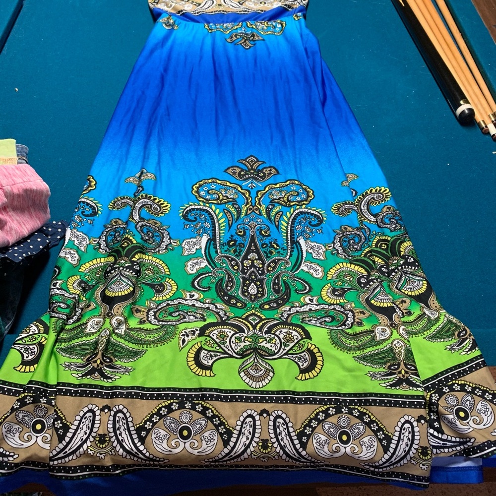 VENUS Blue and Green Maxi Skirt